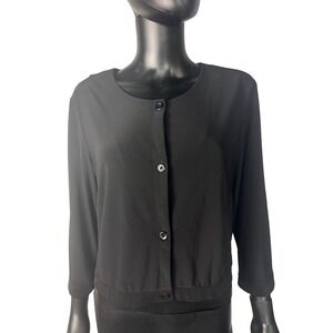 Perceptions New York Black Cardigan Women's Large Long Sleeve Button Front